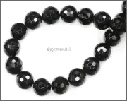 15.2" Black Onyx Faceted Round Beads 10mm #58058