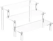 Acrylic Display Stand, 3 Tier Clear Acrylic Riser Display Shelf, Perfume Organizer Stand & Clear Cupcake Stand Holder, Display Holder for Amiibo POP Figures Toy, Riser Stand for Decoration & Organizer