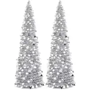 Leyndo 2 Pcs 5 ft Collapsible Artificial Christmas Tree Pencil Pop up Christm...