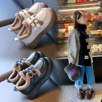 在飛比找ETMall東森購物網優惠-巴­拉巴­拉女童2023秋冬新款中大童加絨軟底小皮鞋復古英倫