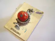 Vintage New / Card Earth World Globe Sterling Silver Charm Pendant Murano Glass