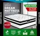 30CM Mattress Bed 5 Zone Pocket Spring Elastic Foam coil 7.0/ Medium-Firm DOUBLE