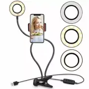 3 Mode Dimmable Selfie Ring Video Lights Flexible Phone Stand LED Studio Vlog