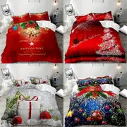 c183 2/3pcs Christmas Theme Duvet Cover Set, Xmas Tree Gift Print Decorative Bedding Set, Soft Comfortable Duvet Cover, for Bedroom ee183