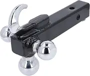 Towing Hitch, Trailer Hitch Tri Ball Mount with Hook, Triple Ball Hitch Receiver, Stainless Steel, High Load Capacity, for RVs, SUVs, ATVs, and Trucks
