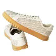 NEW Ferragamo CUBE 12 D/M Men's Logo Woven Leather Gancini Sneakers White Shoes
