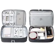 Travel Cable Organizer Bag, Electronic Accessories Case Portable Double Layer Cable Storage Bag,Black