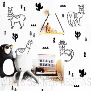 Alpacas Wall Decals - Nursery Decals, Cactus Decals, Alpaca Decals, Llama ga118