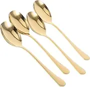 CLISPEED Stainless Steel Serving Spoons Set of 4 Large Spoons for Buffet Decorative Easy Cleaning