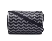 Girls Duffel Bag for Weekend Getaway, Designed with Chevron Sequin - Black