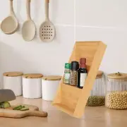 Bamboo Seasoning Organizer 3 Compartment Condiment Storage for Countertop
