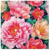 Paper Lunch Napkins 20pcs PEONIES BLOOM Dark Pink Floral Decoupage Napkins