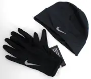 Nike Hat and Gloves Set Women's Medium Dri-Fit Running Black/Silver