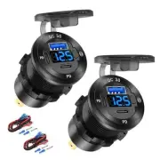2 PACK 12V USB Car Socket Round USB C 12V Outlet, 3-Port Marine pack of two