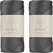 Sensy Premium 2 Pack of 2mm 251 Yards Polyester Rope 100% Polypropylene Cord Macrame Cord 2mm Crochet Bag Cord Macrame Rope Crochet Thread for Knitter (Anthracite)