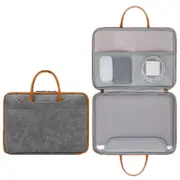 14 Inch Waterproof Leather Computer Bag Fully Open & Portable Gray Brown Laptop Cases & Bags