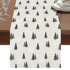 13 x 72 Inch Beige Xmas Tree Christmas Table Runner with White Snowflake