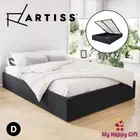 Artiss Bed Frame DOUBLE Size Gas Lift Storage Mattress Base Wooden Charcoal TOKI