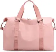 Sports Gym Bag for Women, Duffle Bag with Wet Pocket Compartment, Personal Item Travel Workout Bag (Pink)