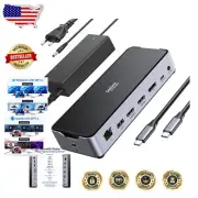 3-Monitor USB C Docking Station with Dual HDMI and DisplayPort - 4K@144Hz