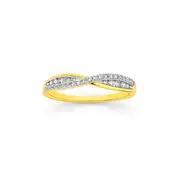 9ct Gold Diamond Curved Band