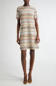 Missoni Metallic Greek Zigzag Stripe Knit Dress