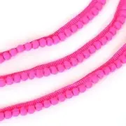 Yalulu 10 Yards Mini Pom Pom Trim Ball Fringe Ribbon Tassel DIY Craft Sewing Accessory for Home Curtain Clothes Pillow Decoration, Rose Red, 1cm*10Yards