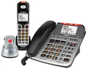 Uniden SSE47 + 1P - Sight & Sound Enhanced Corded and Cordless Digital Phone System with Splashproof Alert Pendant