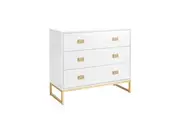 Sarantino Amara Chest of Drawers Tallboy Dresser in White/Gold