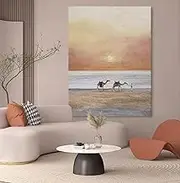 Oil Painting Hand Painted - Large Frameless Artwork Decorations Abstract Scenery Under Sunset Texture Wall Art Painting, Can Be Hung for Living Room Corridor Home Decoration,As Shown,100 X 150 Cm(4