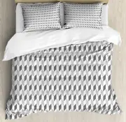 Geometric Duvet Cover Set with Pillow Shams Zigzag Herringbone Print