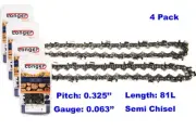 4pcs 20" Chainsaw Chain Blade 0.325'' Pitch 0.063 Gauge 81 DL For STIHL