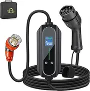 Portable Type 2 Charging Cable 5 PIN RED CEE 32A 22KW Model 2 Three Phases Adjustable Current 10A/16A/20A/24A/32A, Timing Delay 1-12 Hours IP65 Max Waterproof Level, EV Home Ev Charger Type 2