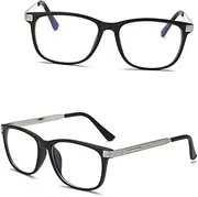 [LIFKOME] Unisex Glasses Frame Trendy Es Mens Sunes Metal Classic Vintage Small Square Lens Eyeglasses Frame Matte Black Wide Nose Bridge