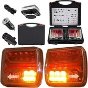Wireless Trailer Lights Kit – 2025 NEW LED Magnetic Tow Lights, USB-C Wireless LED Magnetic Towing Tail Light, Waterproof Tail Lights with Turn & Running Stop Signals for Trucks, Boat, RV, Vehicle
