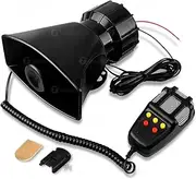 Zone Tech 5 Tone Sound Car Siren Vehicle Horn with Mic PA Speaker System Emergency Sound Amplifier - 60W Emergency Sounds Electric Horn-Hooter/Ambulance/Siren/Traffic Sound with PA Microphone System