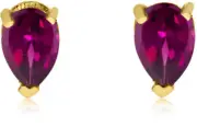 14K Yellow Gold Ruby Pear-Shaped Earrings