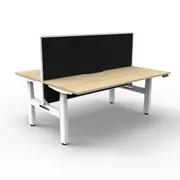 1800Mm Workstation With Screen Natural Oak And White