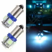 2X Aqual Ice Blue H6W Q65B 5-5050-SMD LED BA9S Map/Dome Light Bulbs Replacement (for: Porsche)