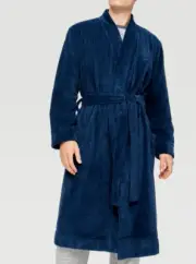 NEW PETER ALEXANDER NAVY JACQUARD DRESSING GOWN MENS MEDIUM M RP$119