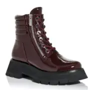 PHILLIP LIM KATE LUG SOLE PLATFORM DOUBLE ZIP BOOT WINE 39 NIB