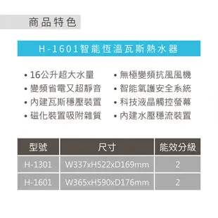 鴻茂 HMK H-1601 H-1301 RF 16公升 13公升 強制排氣型數位恆溫 智能恆溫 瓦斯熱水器
