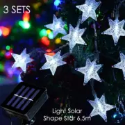 3x Light Solar Shape Star 6.5m 50 LED Cool White Decorative Lights