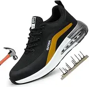 [SDEQA] Safety Shoes Steel Toe Shoes for Mens Comfortable Slip Resistant Work Sneakers Industry Contstruction Shoes Composite Toe Shoes