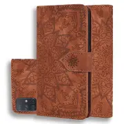 Wallet Case For Samsung Galaxy A71 5G Premium PU Leather Flip Cover Mandala Brown