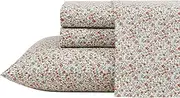 [Laura Ashley] King Sheets, Cotton Percale Bedding Set, Crisp & Cool Home Decor (Emogene Burnt Orange, King)
