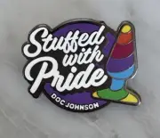 Doc Johnson Collectable Rare Enamel Gay Pride Plug Pin 1.25”