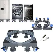 LELYFIT Washing Machine Base with Adjustable Bracket for Items from 41cm-64cm, 4 Pairs of Swivel Wheels and 4 Adjustable Feet, Also Suitable for Large and Heavy Items Such as Refrigerators