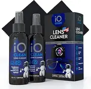iO CLEAN Screen and Lens Cleaner (3.38oz+3.38oz+2cloths) – Kit for TV, Screens, Camera, iPads, Laptops, Touchscreens, Computer Monitors, Other Electronics – 2 Microfiber Cloths Inluded