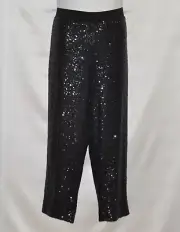 Bob Mackie Petite All Over Sequin Pants Size MP Black